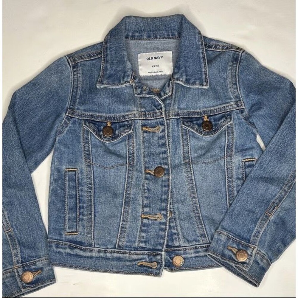 Old Navy Girls Jean Jacket Size XS 5 Blue Denim Trucker Classic Button Front